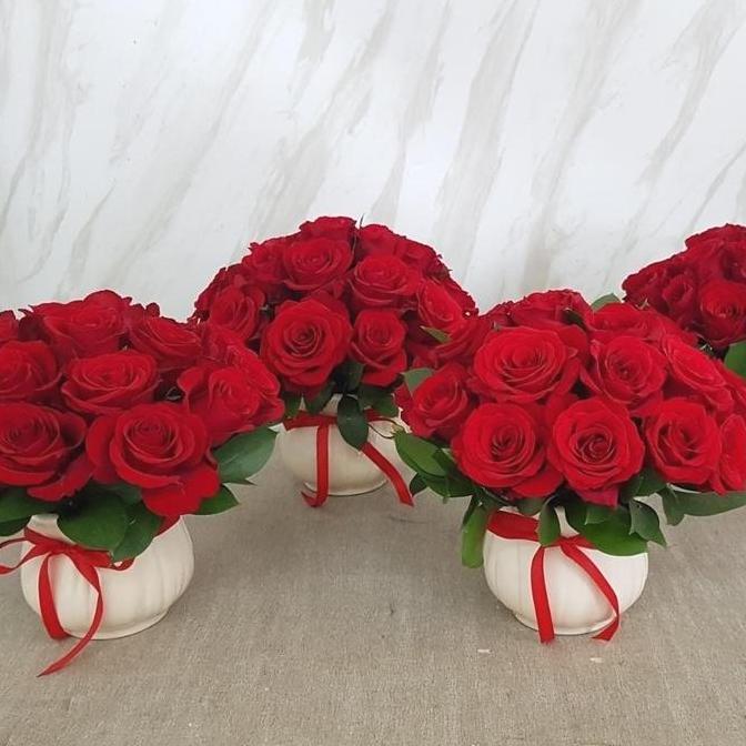 Fiore- Mini Rose Pots/ Vas Bunga Mawar Segar Kecil Kado Ultah Anniversary Dis