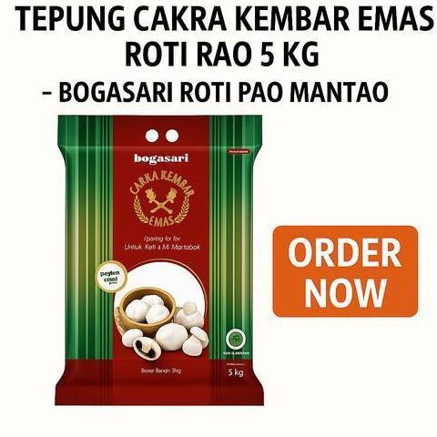 TEPUNG CAKRA KEMBAR EMAS ROTI PAO 5 KG - BOGASARI ROTI PAO MANTAO