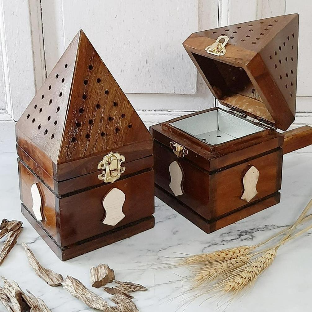 Mabkhara Prapen Kerucut Kayu Jati Tempat Bakar Bukhur Dupa Gaharu