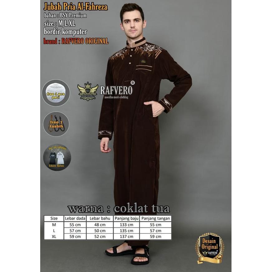 Jubah Muslim Bordir Fahreza Original Rafvero - Jubah Bordir Pria Premium - Baju Gamis Jubah Pria Dew