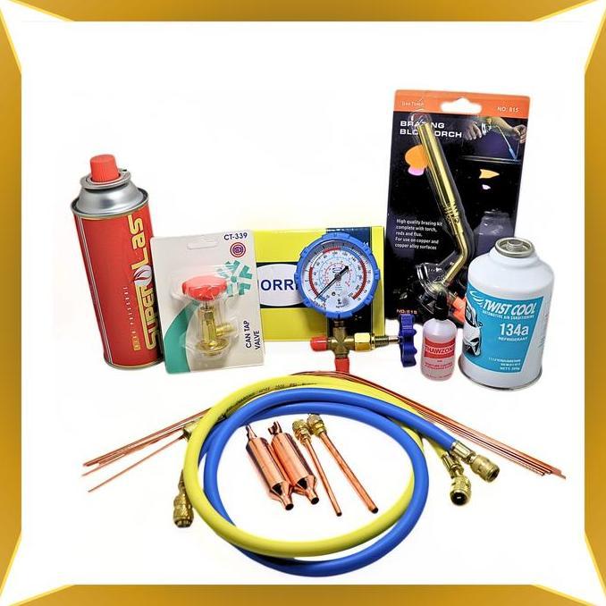 PAKET LENGKAP FREON KULKAS SET | PERLENGKAPAN ISI ULANG FREON COMPRESSOR FREEZER | PAKET ALAT SERVIC