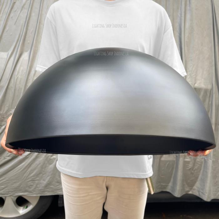 Lampu gantung kap besar diameter 50cm hitam hias industrial cafe resto
