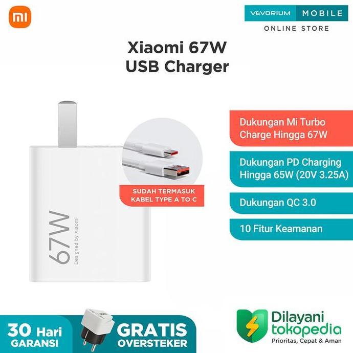 Xiaomi 67W USB Charger Turbo Charge Fast Charging Batok Kepala 67 Watt