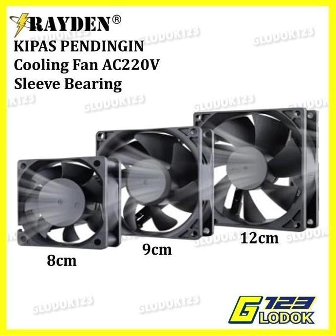 RAYDEN Mini Cooling Fan AC 220V Exhaust Kipas Pendingin 8 9 12 Cm