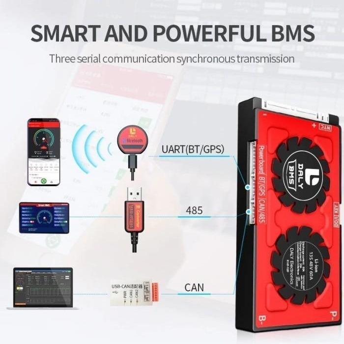 SMART BMS LIFEPO4 16S 48V 51.2V DALY WATERPROOF 40A 60A 80A 100A