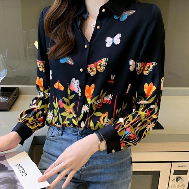 Belnia Printed Shirt Import Belnia Printed Shirt Import 8866 Atasan Kemeja Casual