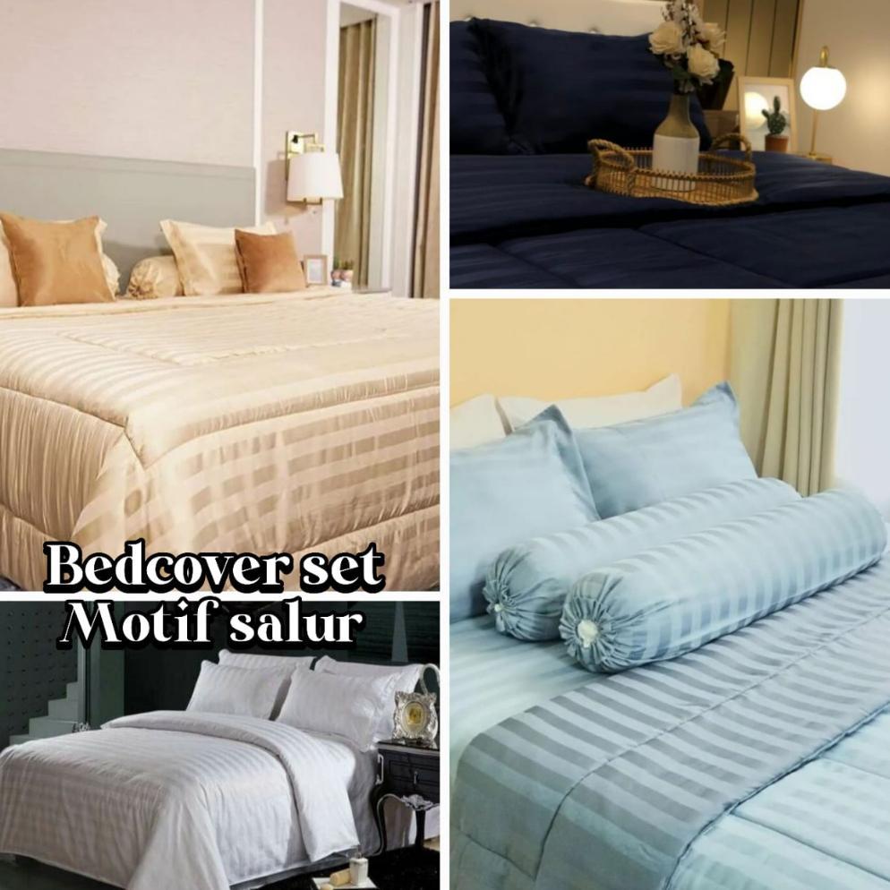 Hot Deals Bedcover Set Salur 1 Set Bed Cover Motif Salur Berbagai Macam Warna Ukuran 90X200 120X200 