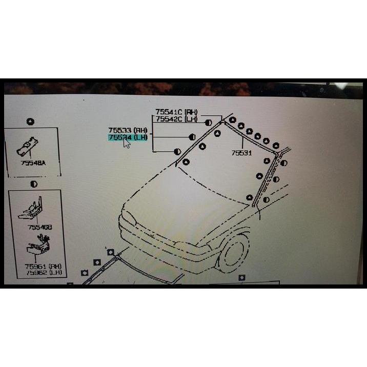 DISKON MOULDING KACA DEPAN TWINCAM/KARET KACA DEPAN TWINCAM KIRI ORIGINAL 