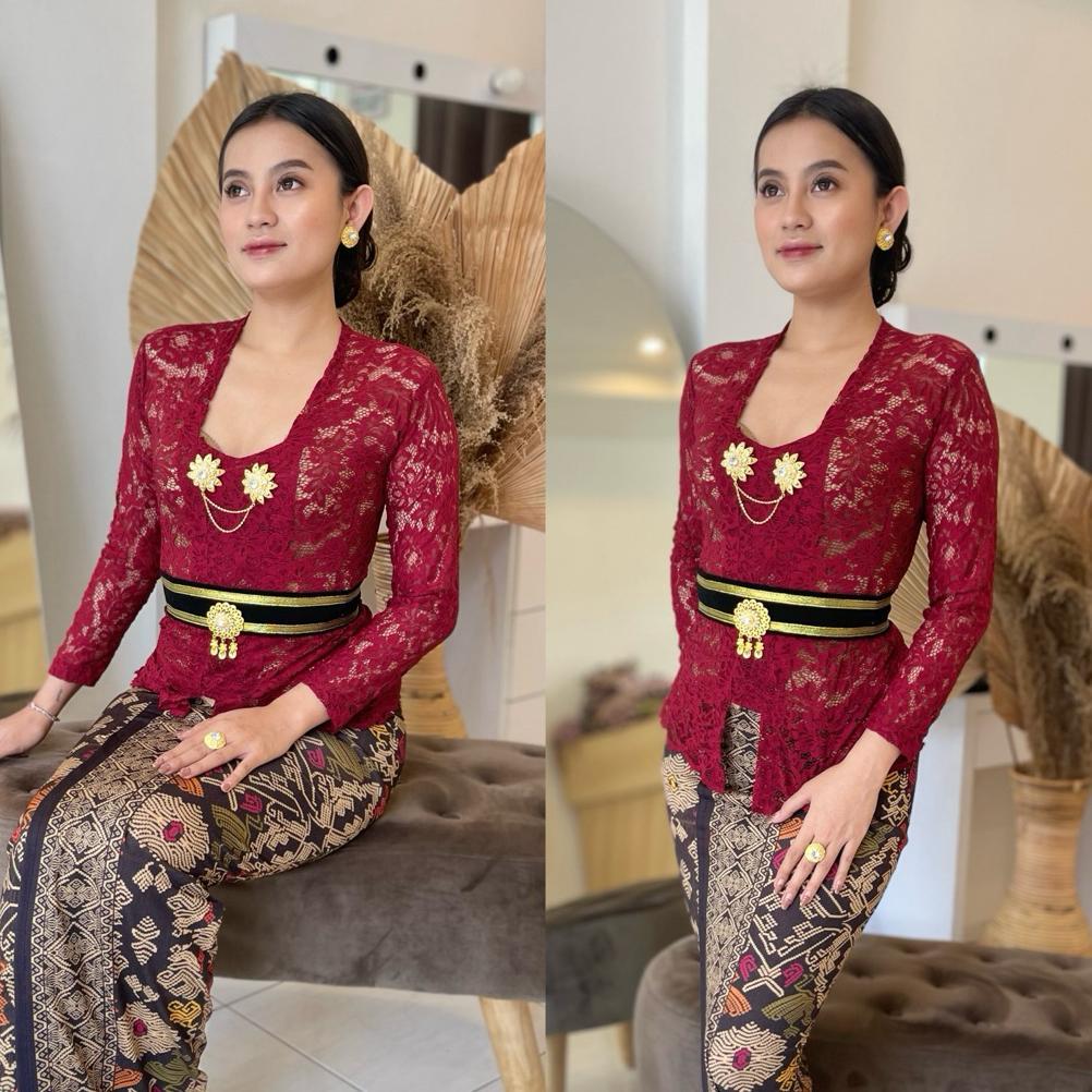 Garansi (Bisa Cod) One Set Kebaya Sofia Strait/Setelan Kebaya Sofia/Kebaya Brokat Sofia/Kebaya Bali 