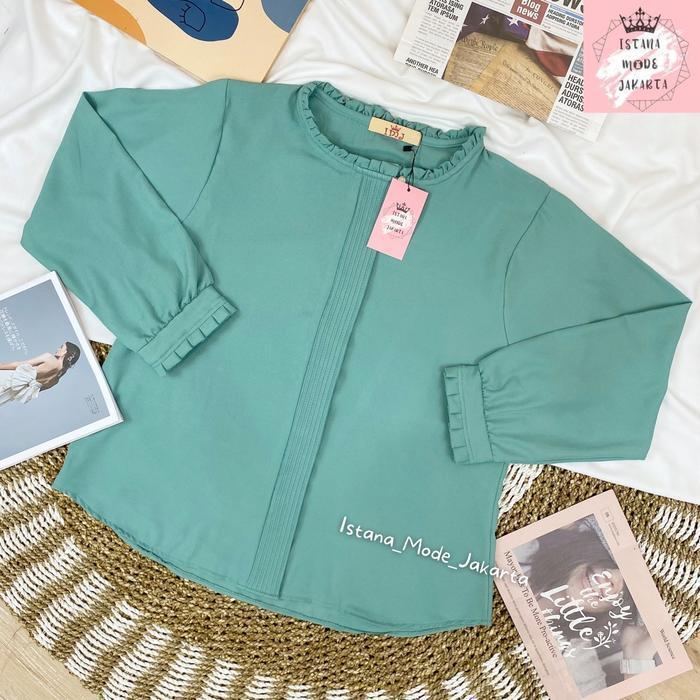 Bisa Cod - Imj Shakilla Lilac Blouse Premium Baju Atasan Wanita Lengan Panjang All Size Fit To Xxl
