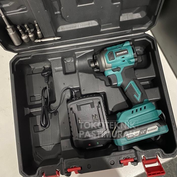 Impact Wrench Baterai 20v 2ah Cordless Mesin Buka Baut Modern M35 M 35 Impek Pembuka Baut Batrai
