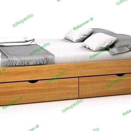 Terlaris Dipan Kayu Mahoni Plus Laci 200X120