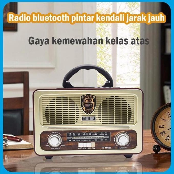 Radio FM retro portabel canggih nuansa kayu radio bluetooth