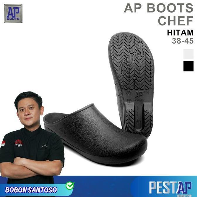 AP Boots AP Chef Hitam - Sepatu Slip On Dapur Shoes Karet