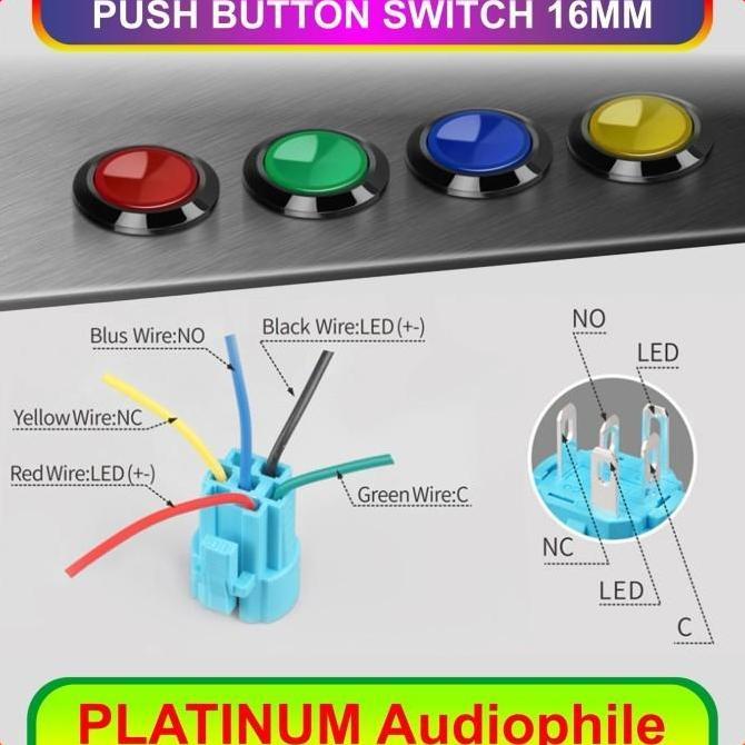 Push Button Switch LOCK 16MM Saklar On Off Lampu Merah