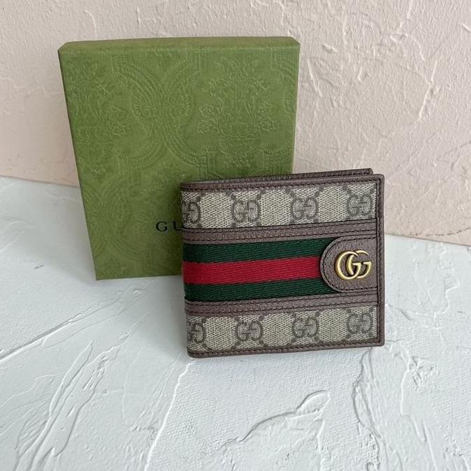 Gucci GG ophidia bifold wallet in beige/ebony 8cc+2bill compartments