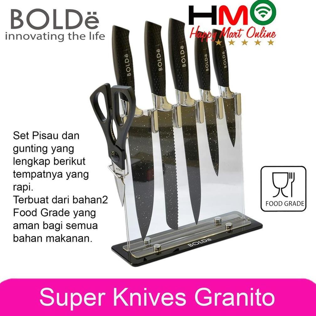 Bolde Super Knives Granito 7 Pcs Pisau Gunting Dapur Set Granit Bolde Knife Set Granite