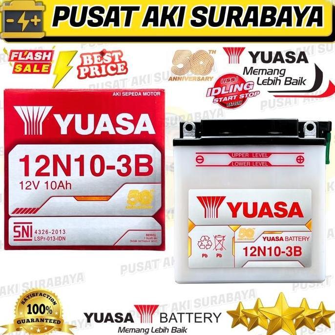 Promo ORIGINAL YUASA 12N10 ACCU PUSAT AKI 12N10-3B 12V 10AMPER THUNDER VIAR KAISAR GENSET VESPA 12 V