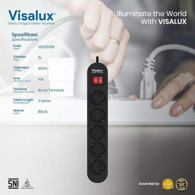 VISALUX KABEL EXTENSION MOZART - 5L (COLOKAN 5 LUBANG) (MOZ-VEK5205E) READY STOCK