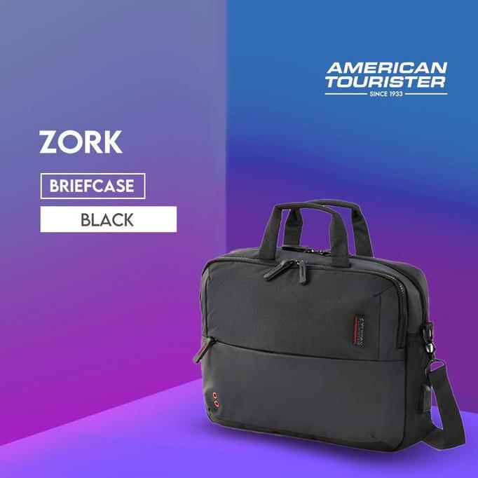 HARGA PABRIK - American Tourister Zork Briefcase AS - Black