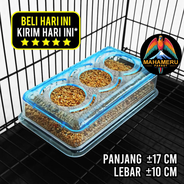 CEPUK TEMPAT PAKAN MINUM ANTI TUMPAH BURUNG PARROTS LOVEBIRD PARKIT CONURE FALK MONK FINCH