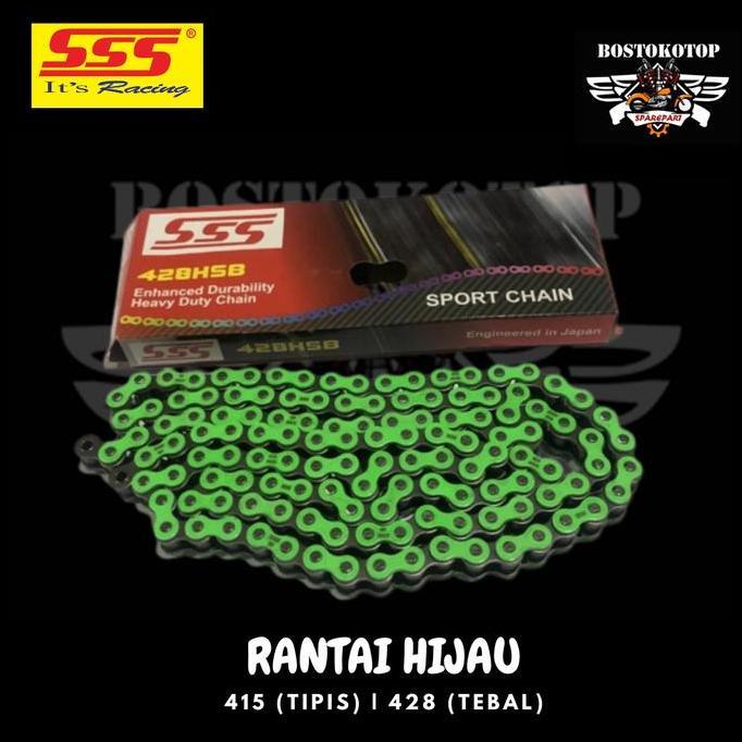 Promo SSS Racing Rantai Rante Hijau Green Harian Balap Racing HSB 415 428 520 110L 120L 130L 140L Or