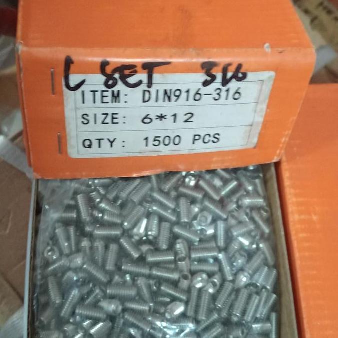 Baut L Tanam Stenlis 316 M 6X12 Pitch 1..0 Kunci L 3 Imbus/Set Screw Baru