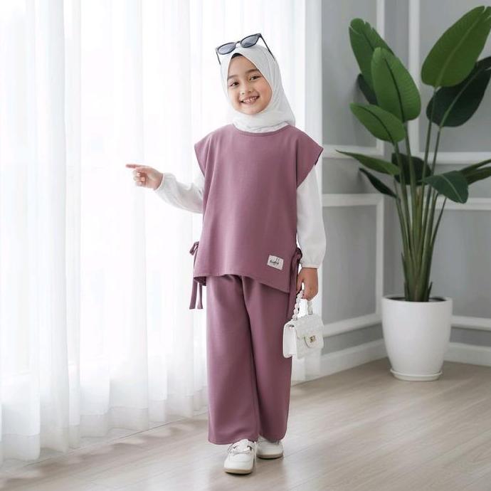 TERLARIS Set Baju Anak Perempuan Setelan Chika 3-1 4-12 Tahun Tanpa Kerudung Jilbab Nyaman Muslim Ca