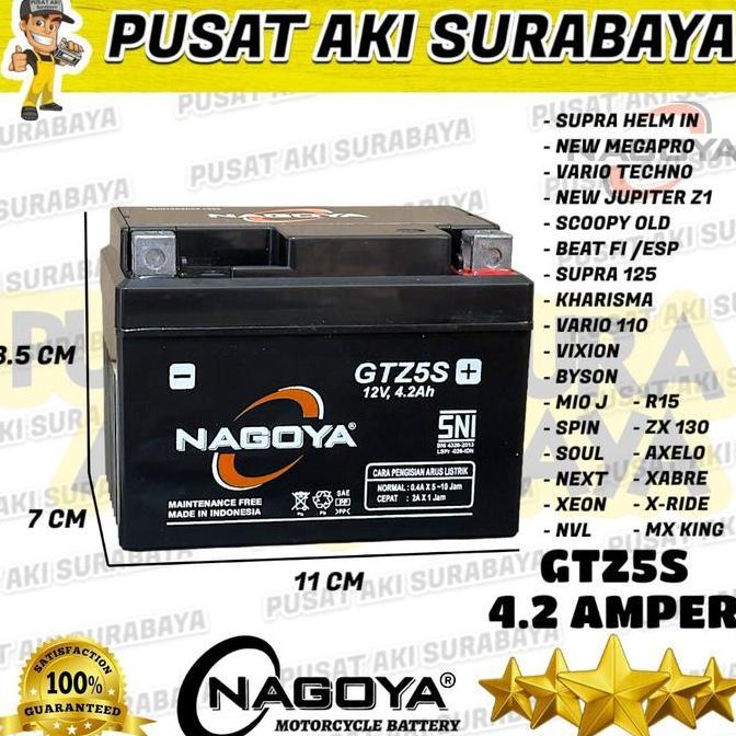 Promo TERLARIS  AKI SUPER NAGOYA GTZ5S ACCU MF KERING HONDA SUPRA X 125 Diskon