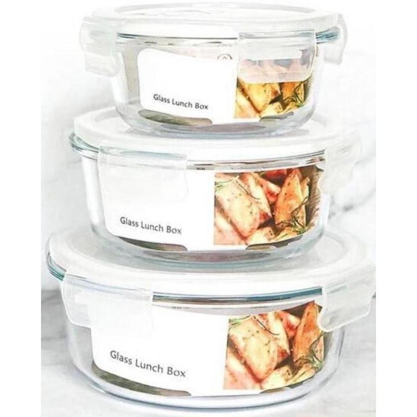 Glasslock Lunch Set Tempat Makan Wadah Kaca Food Storage Container 3in1