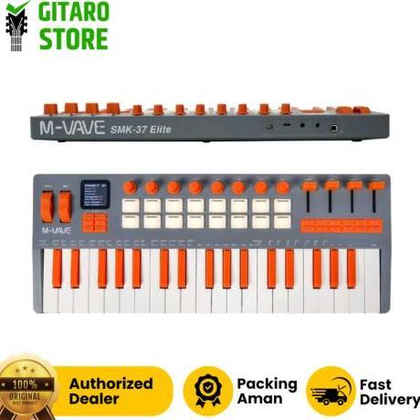 TERBARU M-VAVE SMK-37 ELITE MIDI KEYBOARD - 37 KEY PORTABLE CONTROLLER WITH BUILT-IN SYNTHESIZER & R