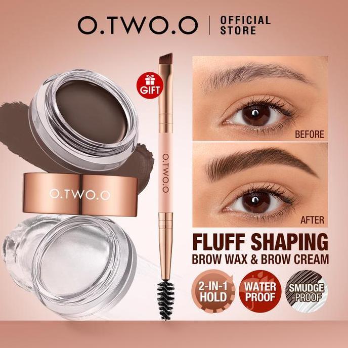 TERMURAH - O.TWO.O 2-in-1 Eyebrow Color Locking FLUFF SHAPING BROW WAX & BROW CREAM 3D WildEyebrows 