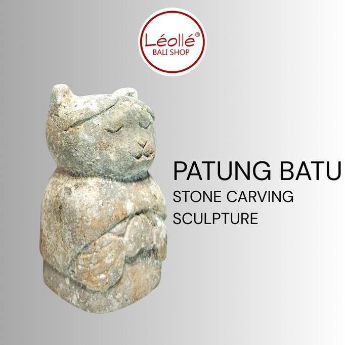 Leolle Bali Patung Batu Ukiran Handmade | Dekorasi Rumah Zen & Minimalis | Pajangan Meja Batu Alam P