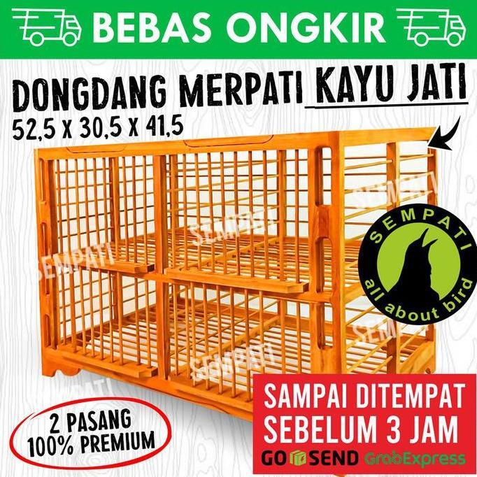 TERMURAH - SEMPATI KHUSUS INSTAN DONGDANG MERPATI KAYU JATI 2 PASANG 4 PINTU KANDANG JEMUR BURUNG DJ
