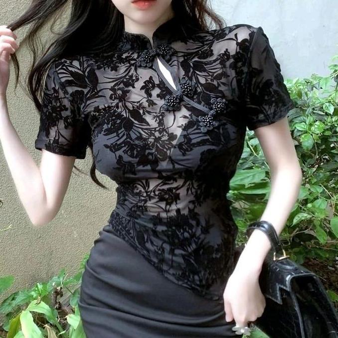 EFLUDOP M02D85# CNY Asymmetric Cheongsam Top