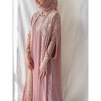 By_Ayumna Kaftan/Abaya Dubai Dress Muslim Mahera "Gratis" Inner Dan Turban - Gamis Pesta Elegan Bisa