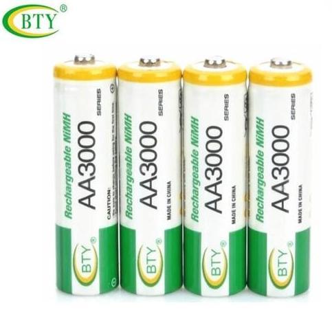 PAKET BATERAI BTY AA 3000 Mah RECHARGEABLE 1,2V + QUICK SMART CHARGER