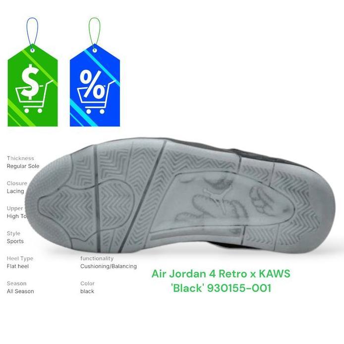 Ready Air Jordan 4 Retro x KAWS 'Black' 930155-001