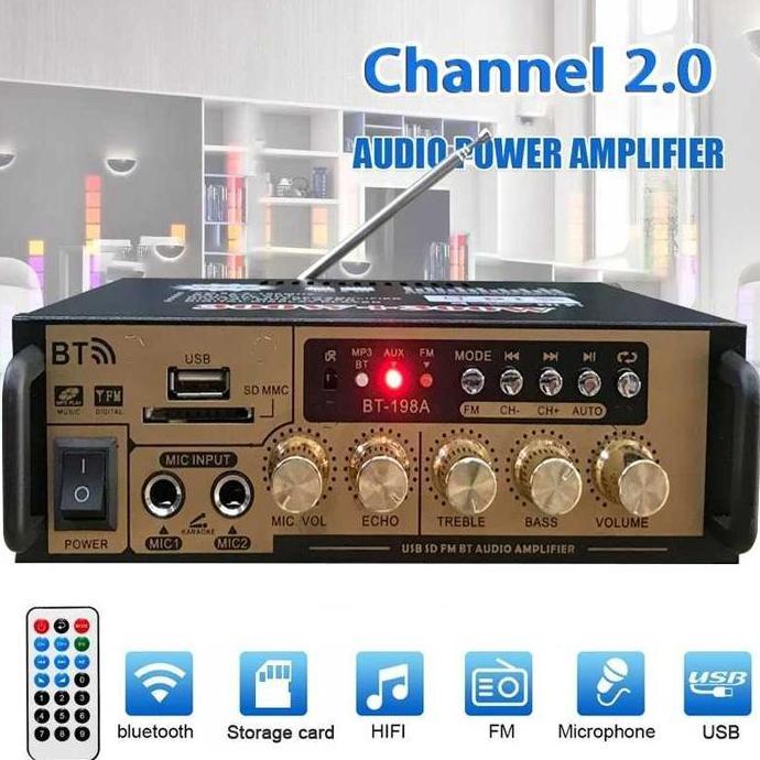 MURVAL Audio Amplifier Bluetooth HiFi DSP Mic Input 2 Channel Output