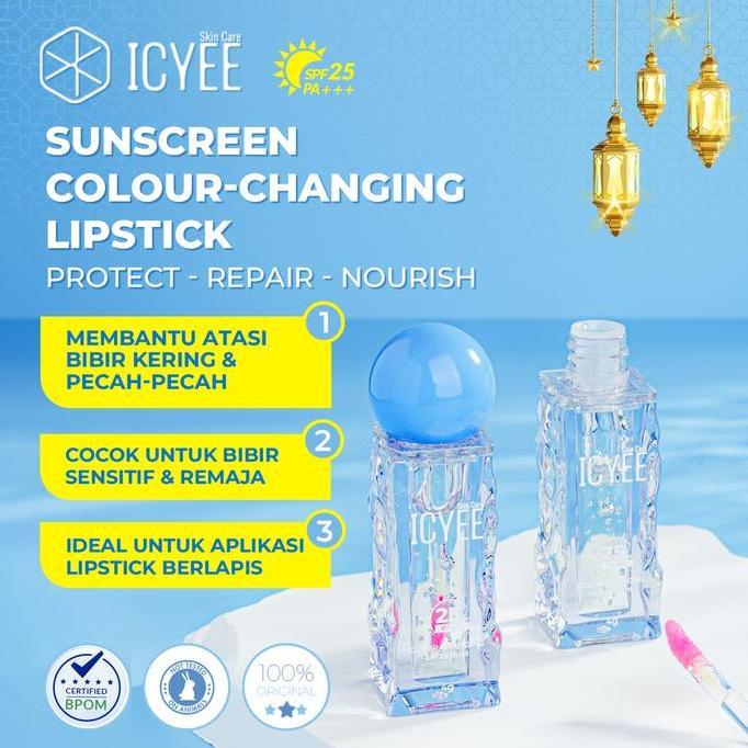 [3-IN-1] ICYEE COLOR CHANGING LIP SUNSCREEN SERUM SPF25 PA+++ 4g | Berubah Warna Pink Lip Balm Bibir