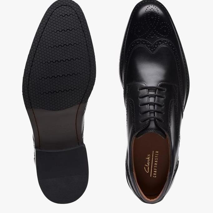 Ready Clarks Men's CraftArloLimit Shoes Original Pantofel Pria Leather-Black