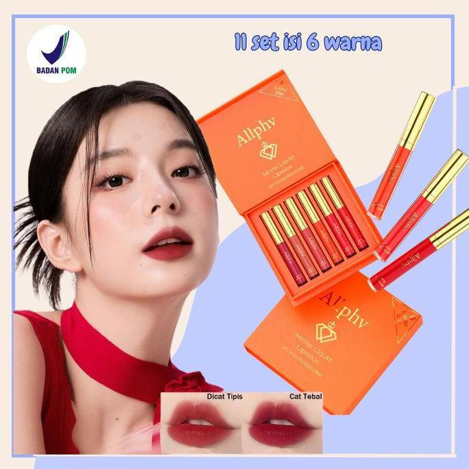 BEBAS ONGKIR - [BPOM](6pcs) Allphv Matte Liquid Lipstick Set Lipstik Ombre Paket 6pcs Waterproof Tah