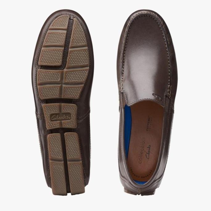 Ready Clarks Markman Plain Sepatu Slip On Pria Original Leather-Dark Brown