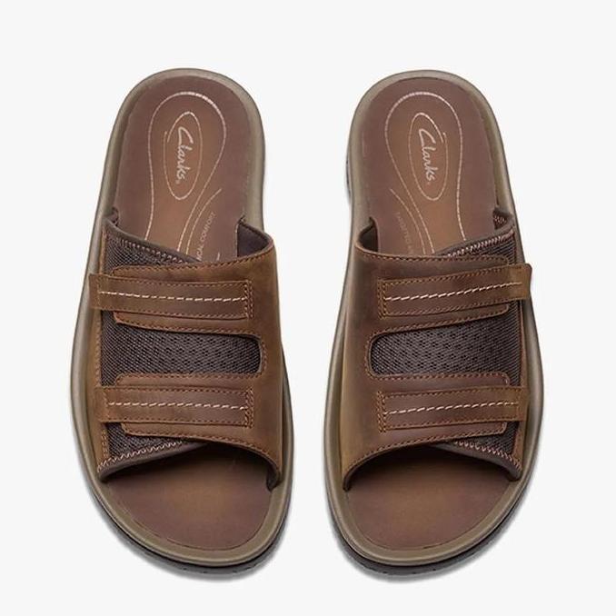 Ready CLARKS Wesley Easy Original Sandal Pria Leather - Beeswax