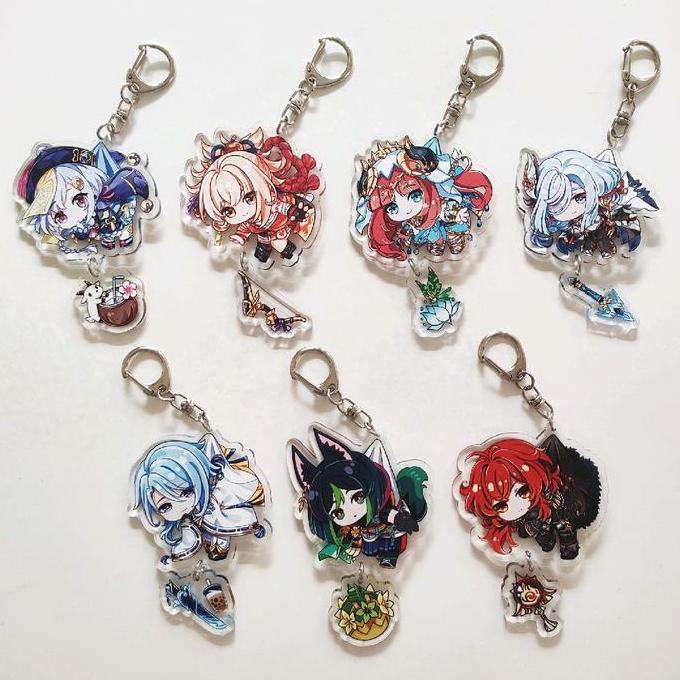 Ready Keychain Gantungan Kunci Merchandise Game Genshin Impact Anime Lucu / Hutao Venti Kazuha Xiao 