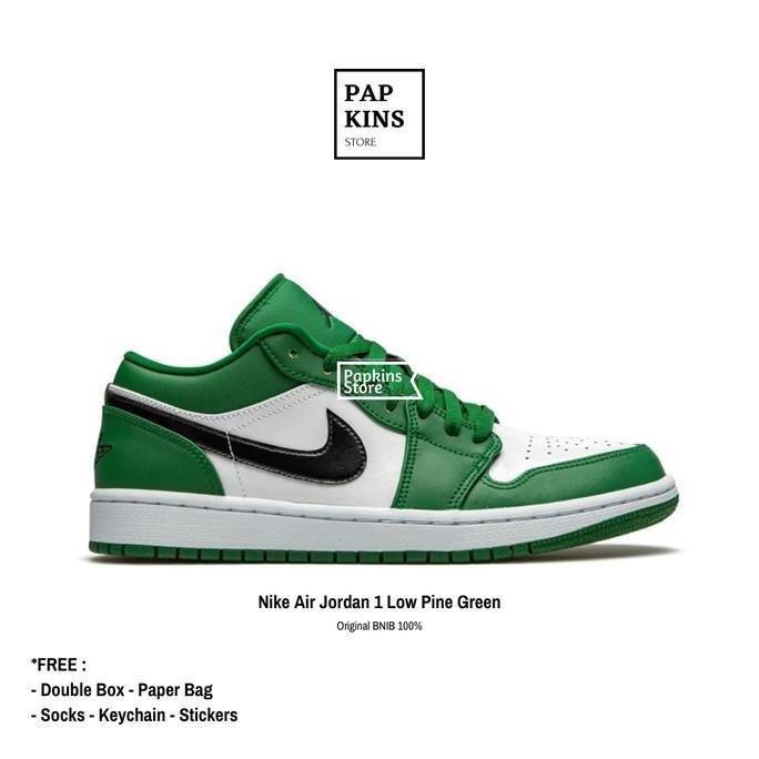 Ready sepatu nike air jordan 1 low pine green original bnib / sneakers pria