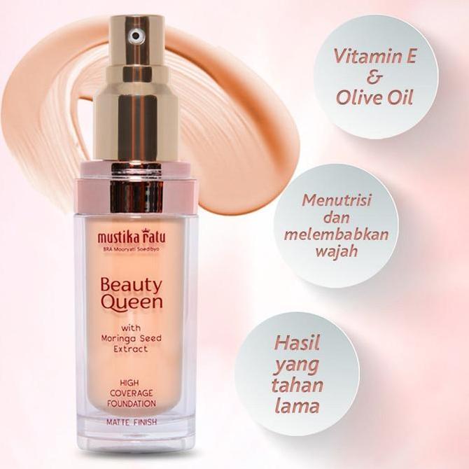 HARGA PABRIK - Beauty Queen High Coverage Foundation Matte Finish SPF30 Mustika Ratu