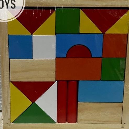 Mainan Edukasi Puzzle Balok Kayu Anak Rumah Wooden Block