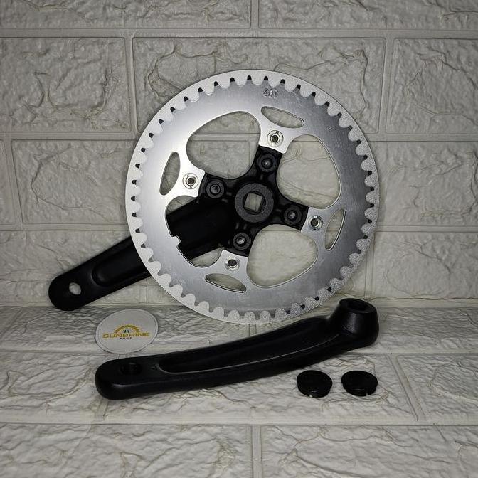 Crank 46T NECO Alloy Single 1 Speed BCD 104 Arm 170mm As Tengah BB Kotak Sepeda Fixie Roadbike Lipat