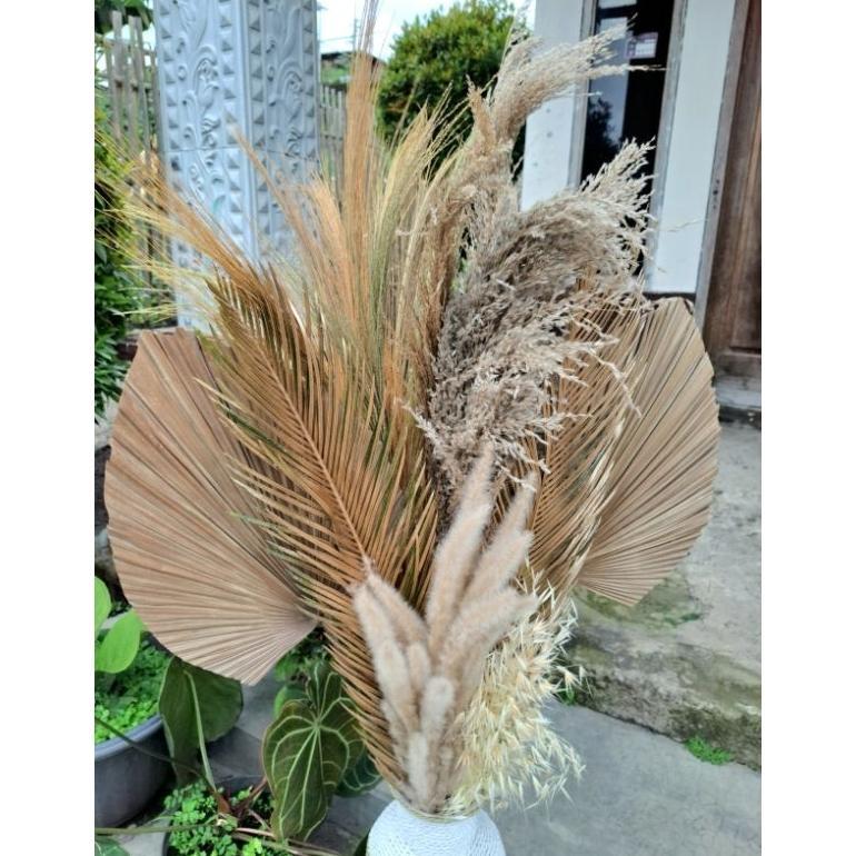 SOLQEN BUNGA HIASAN RUANG TAMU. BUNGA HIAS. BUNGA KERING. BUNGA SUDUT RUANGAN +VAS50CM TERLARIS